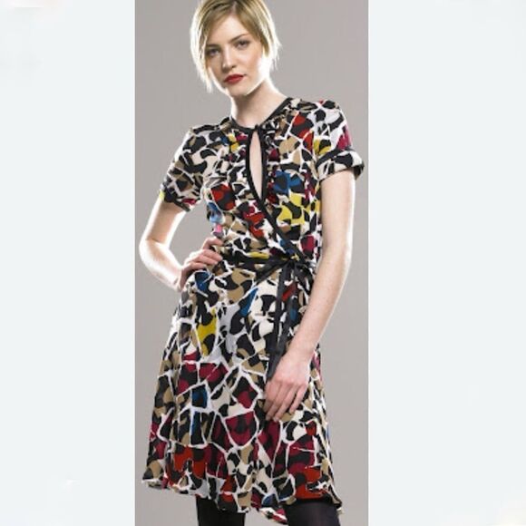 Diane Von Furstenberg DVF Chiquita Wrap Silk Dress Abstract Mosaic - Picture 1 of 6